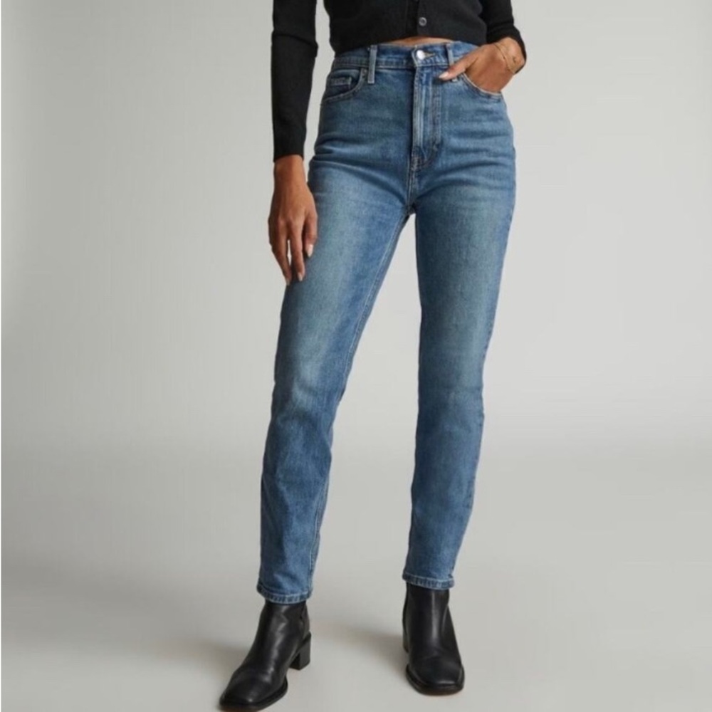 Everlane The Original Cheeky Jean Crop Organic Cotton Worn-in Mid Blue Size 26